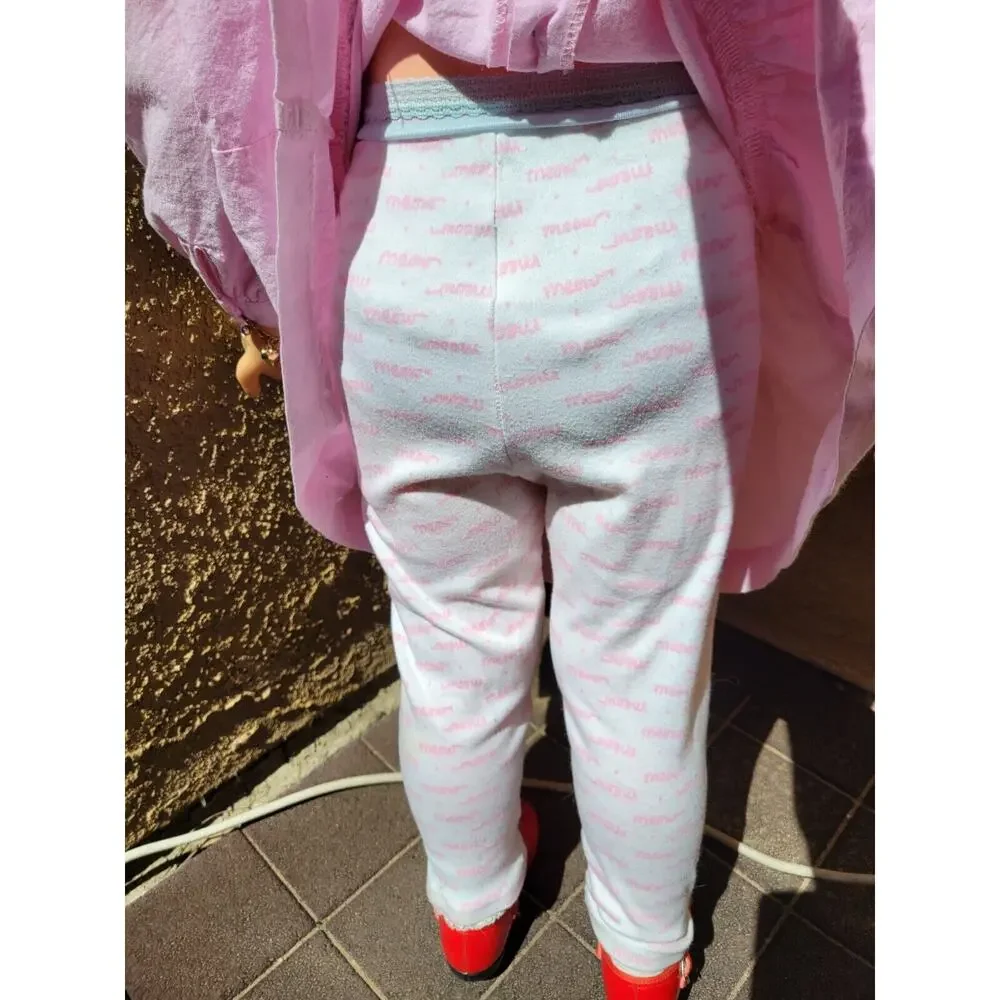 VTG Sweet Potato Pink Dress with Leggings 4T Kitten Cats Pocket